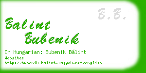 balint bubenik business card